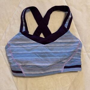 Lululemon Athletica Blue and Black Striped Sports Bra